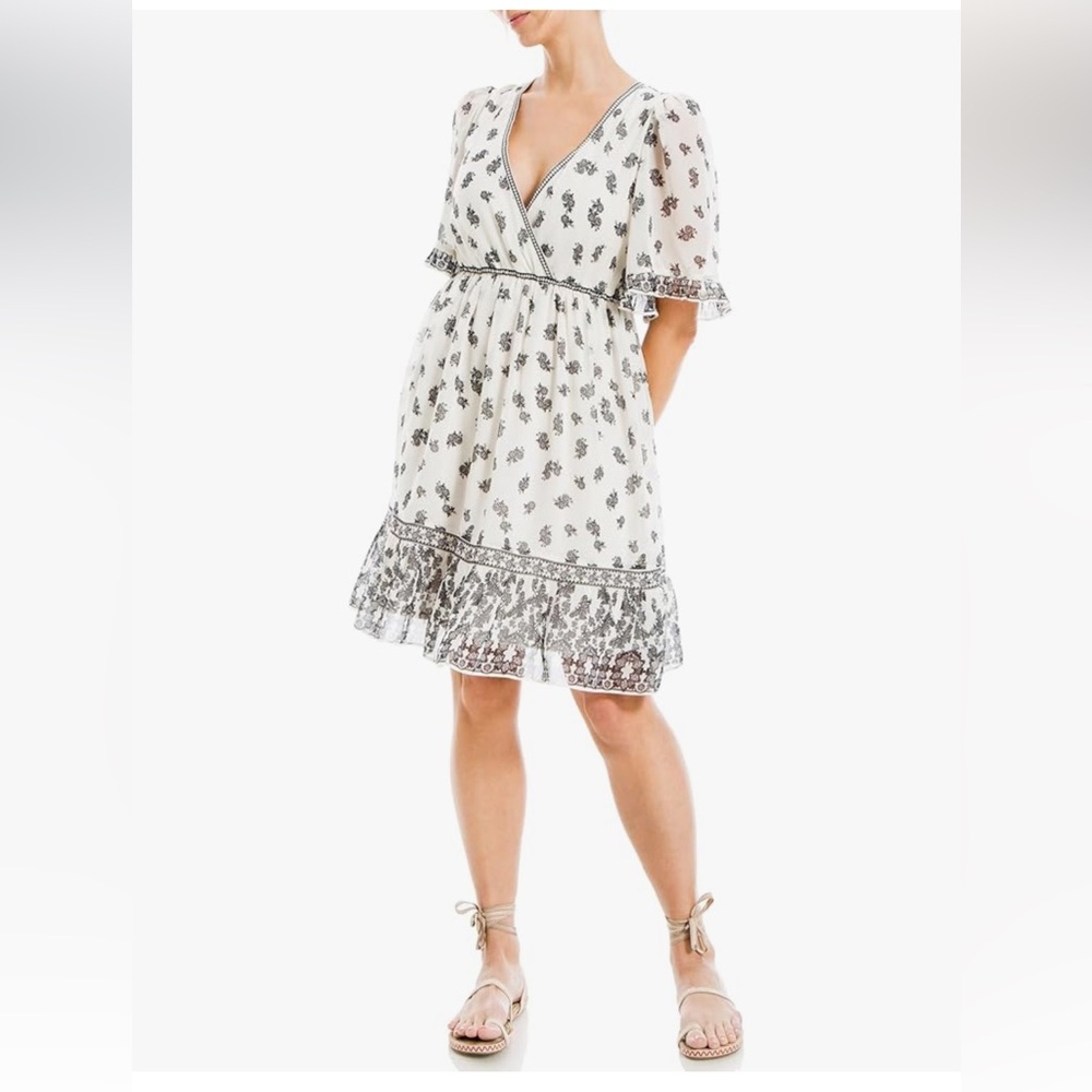 Max Studio Short Flutter Sleeve Empire Waist Dress Size S